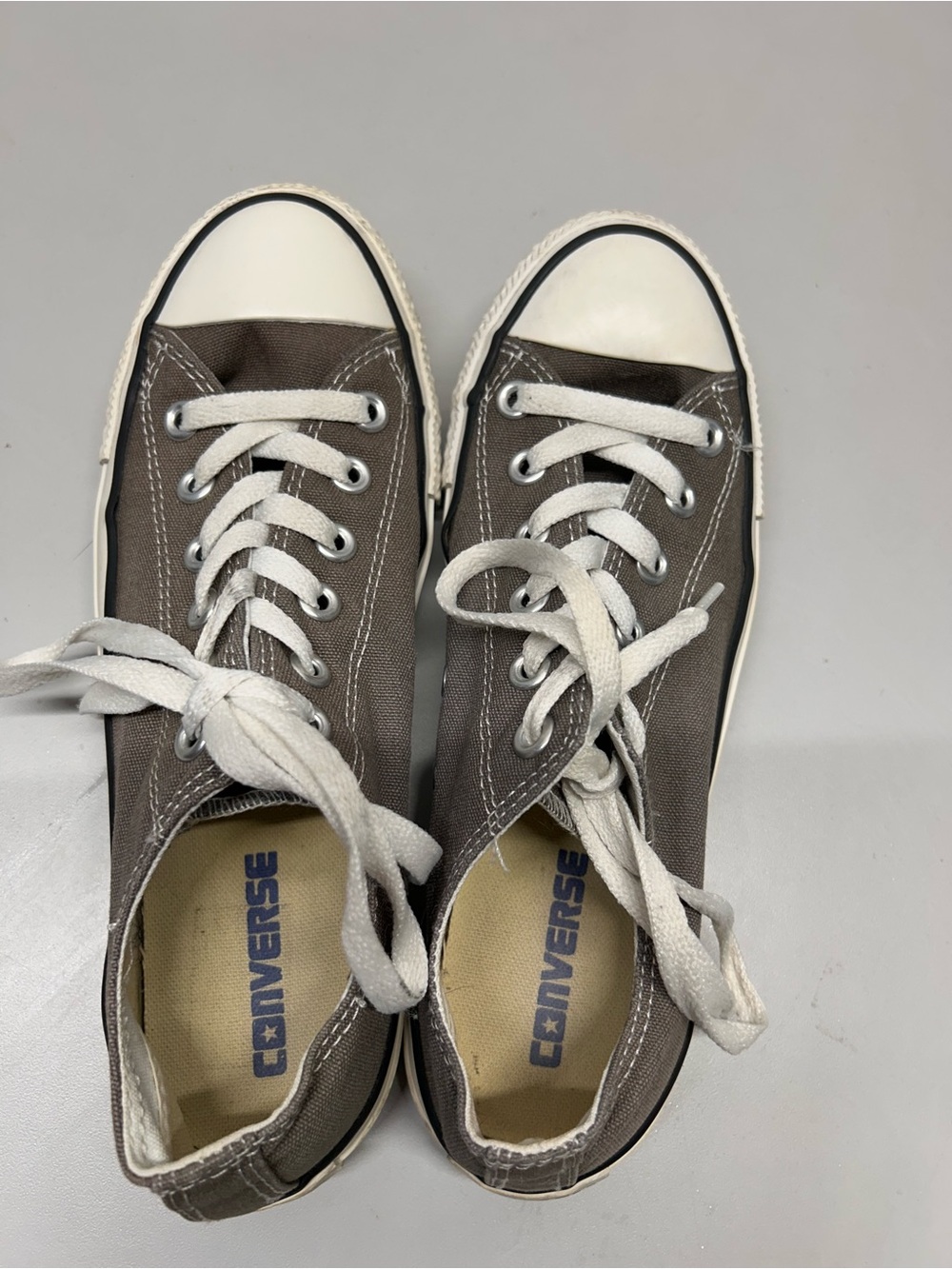 Converse Low Top Canvas Sneakers in Brown and White